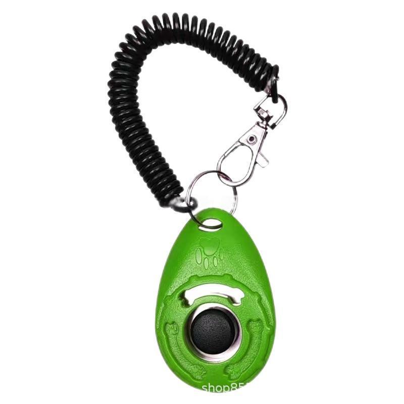 Oval Clicker Dog Training Device with Rope and Black Button