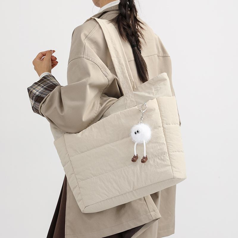 Women's Shoulder Bag Large Capacity Handbag Solid Color Commuter Bag