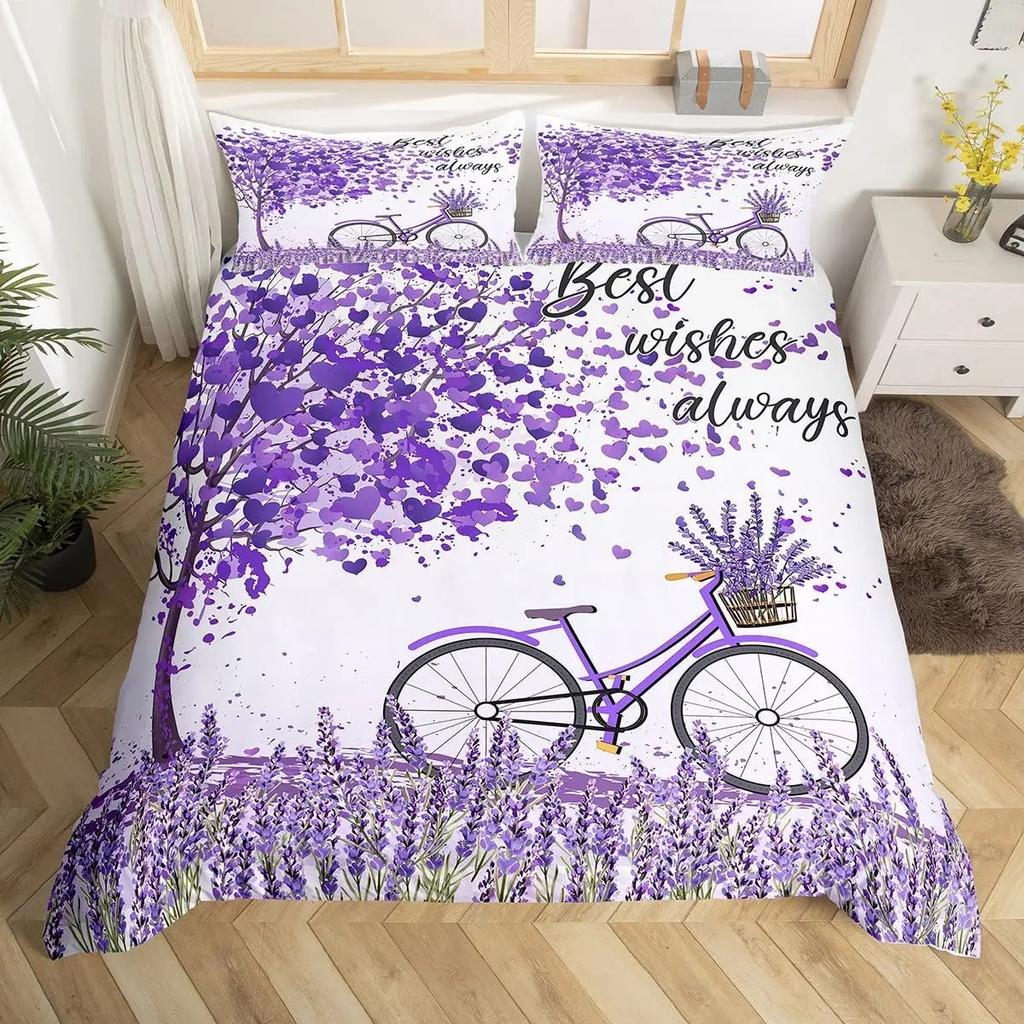 Girls Butterfly Duvet Cover Set Kids Floral Bicycle Bedding Set Fantasy Animals Comforter Cover Flower Bike Spring Bedclothes