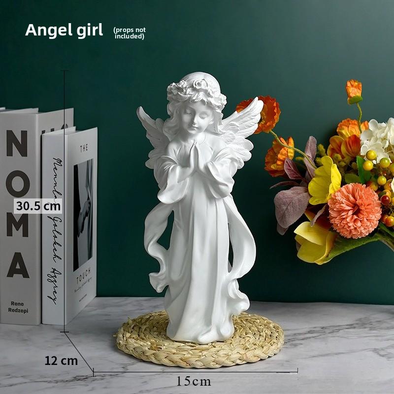 European Vintage Resin Angel Statue Fairy Garden Sculpture for Home Desk Shelf Decor Romantic Gift Collection