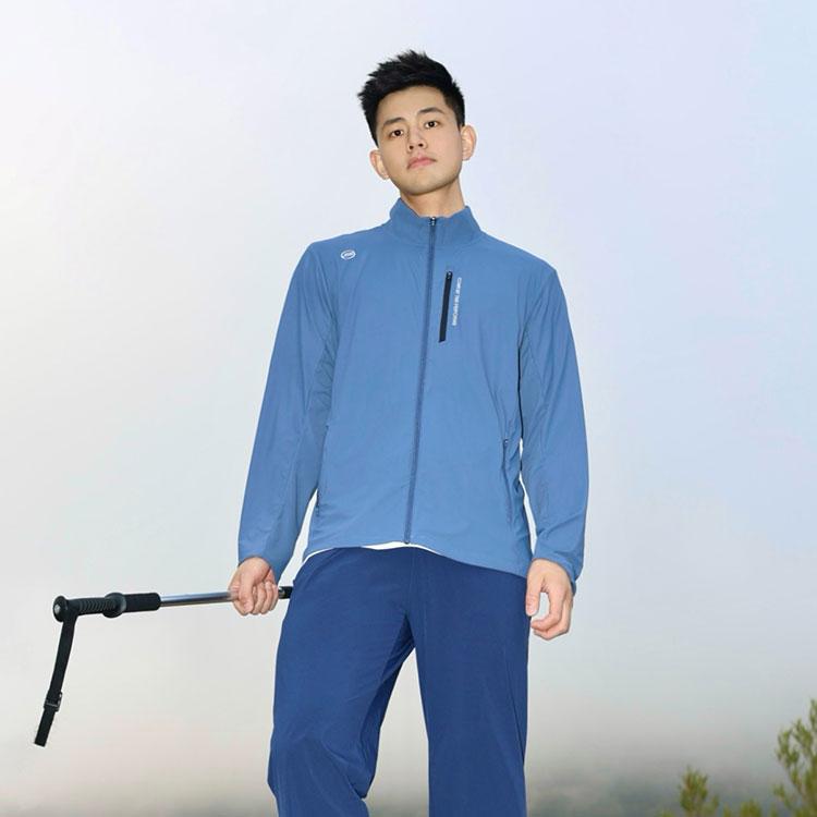Skechers Lightweight Stand Collar Zip Comfortable Long Sleeve Jacket Men Jackets Indigo P225M100-0479