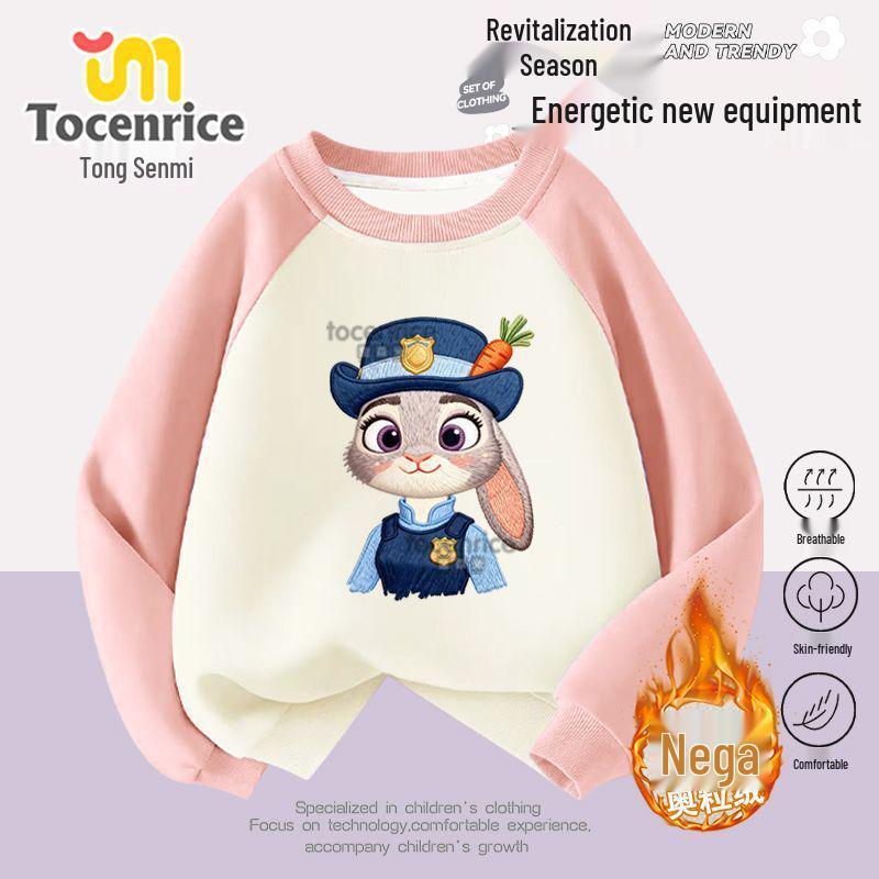Zootopia Girls' Raglan Sleeve Sweatshirt - Trendy Autumn/Winter Loose Fit Round Neck Top for Kids