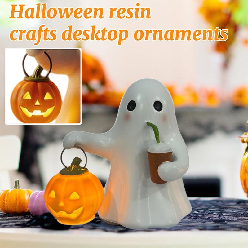 Cute Ghost Halloween Decoration Nightlight Resin Home Decor Items Creative Crafts Atmosphere Halloween Decorations Home Decor
