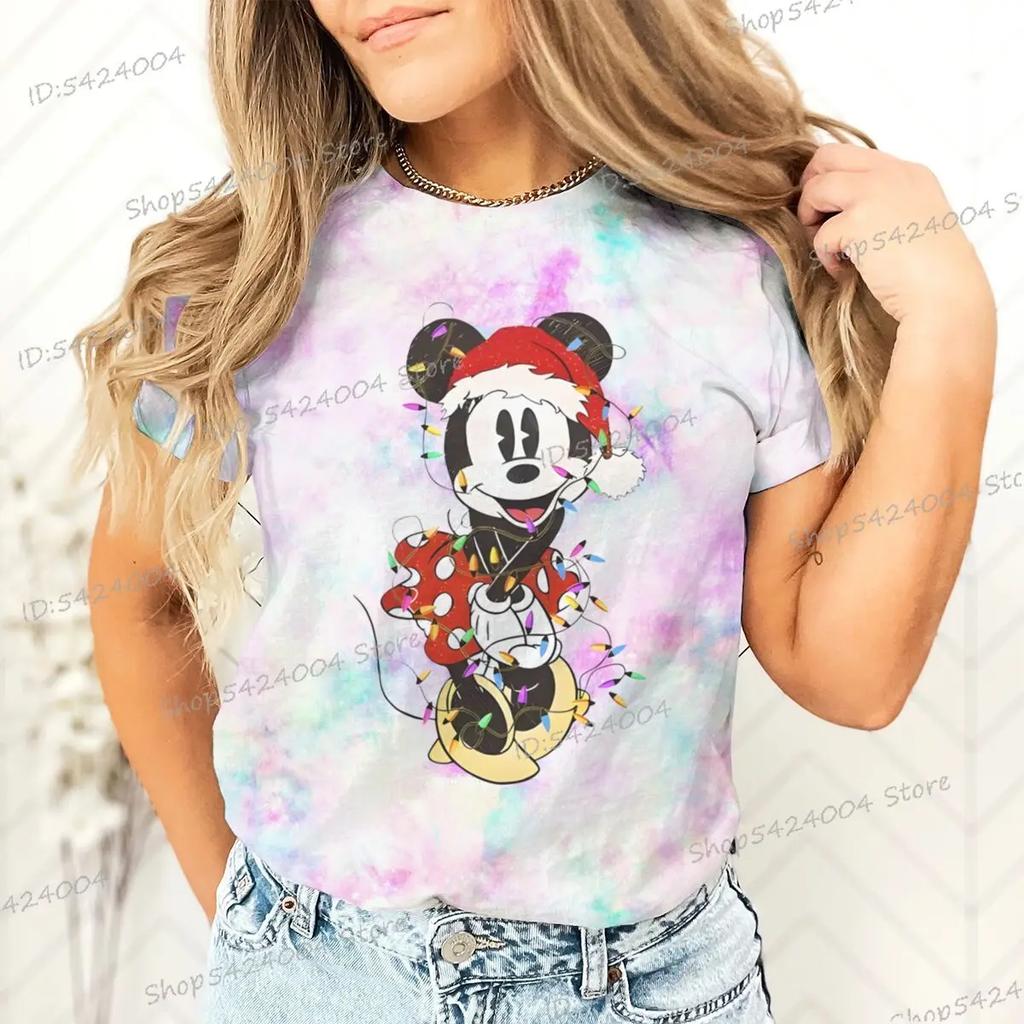 Women Men Mickey Minnie Christmas Shirt Cartoon Graphic Merry Christmas Couple Matching Tshirts
