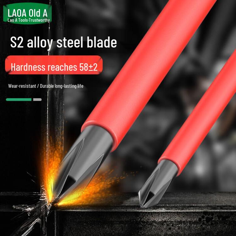 Old A High Voltage 1000V Phillips and Flathead Insulated Screwdriver - VDE Certified for Electricians
