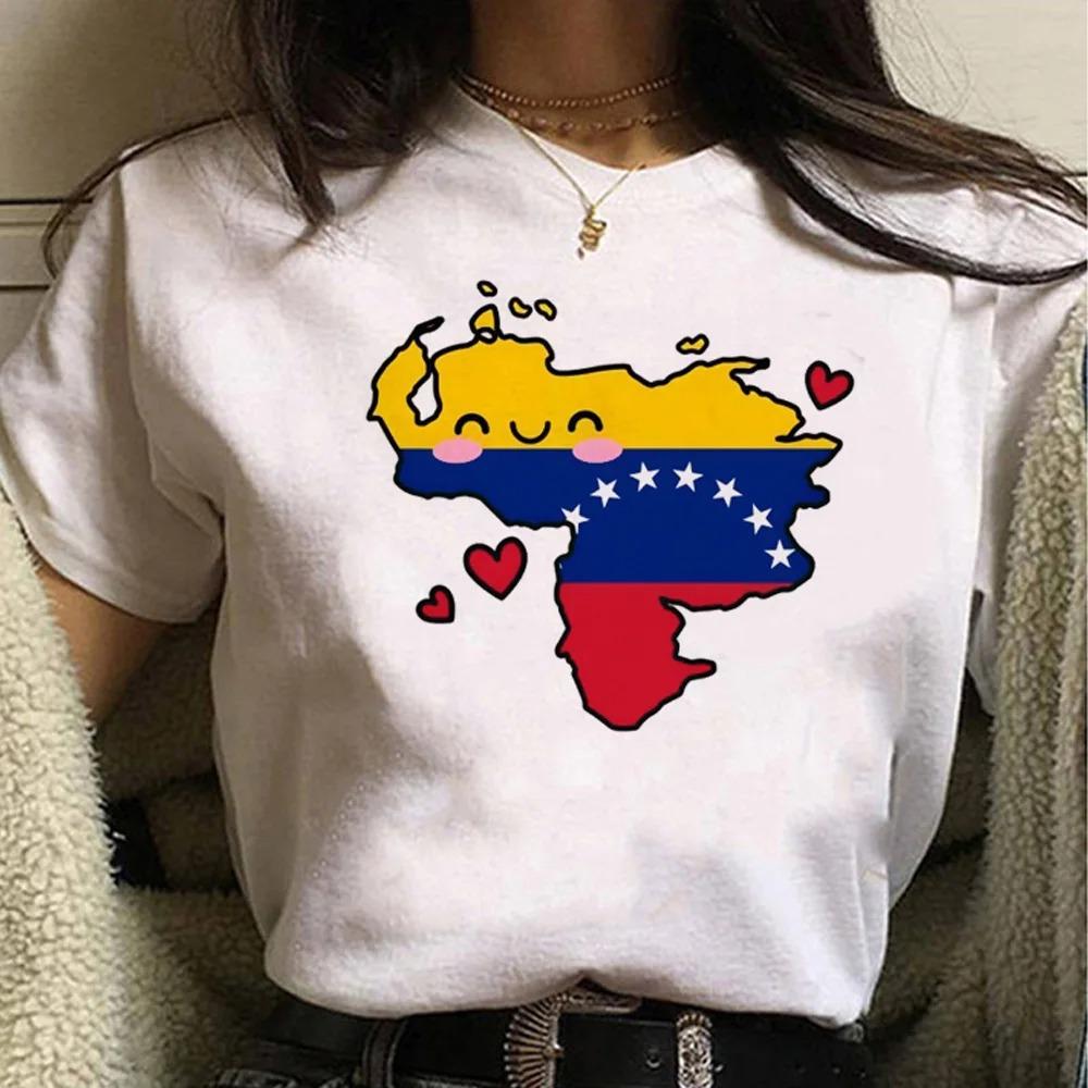 Venezuela Print Y2K T-Shirt Damen 90er Trend Neues Damen-Tee Mode Weiß Kurzarm T-Shirt Grafik-Top Print Damenbekleidung