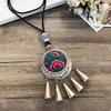 Retro Long Fashion Classical Embroidery Fringed Necklace Temperament Wind Chimes Pendant Miao Sweater Chain Accessories