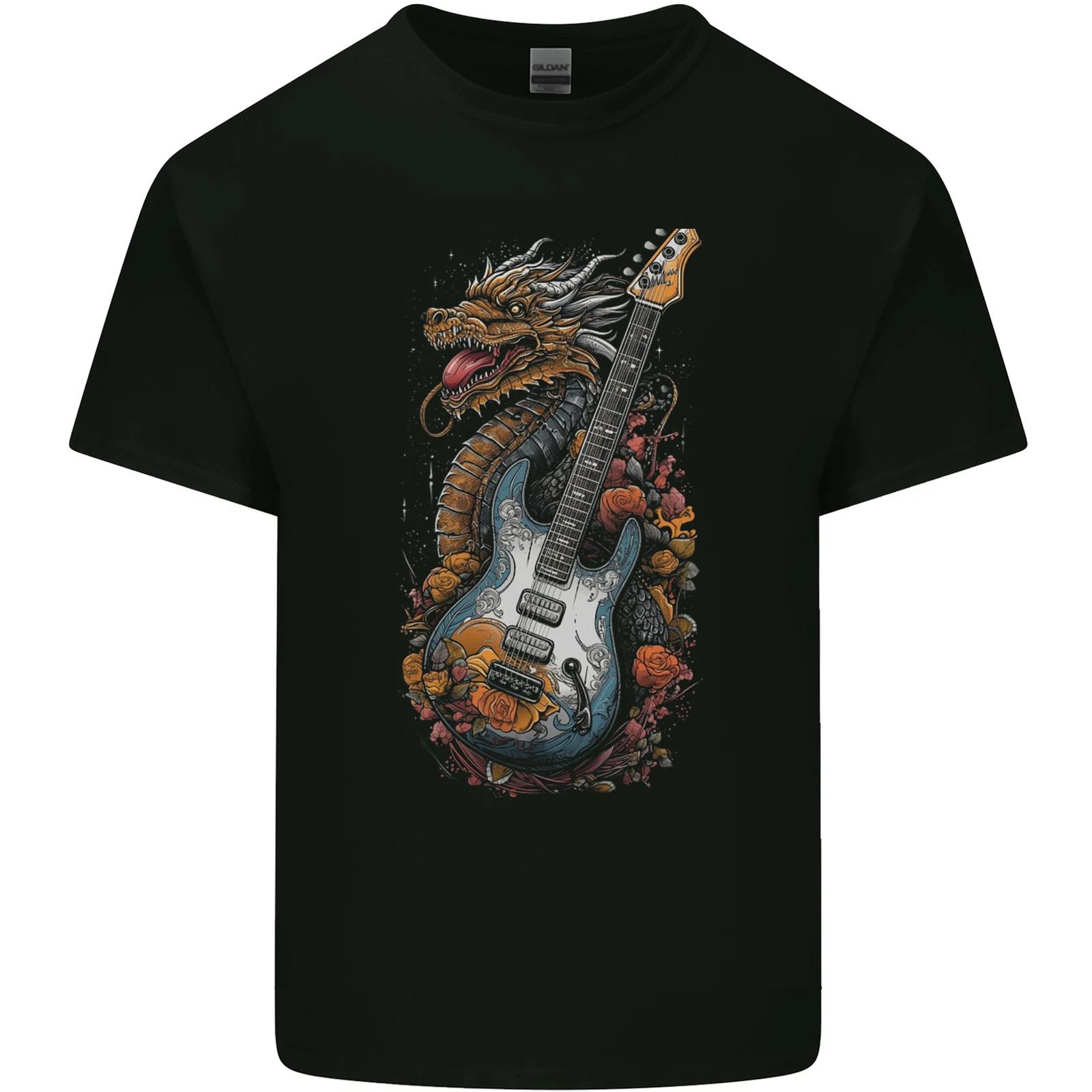 A Dragon and Guitar Rock Music Fantasy Kids T-Shirt Childrens S