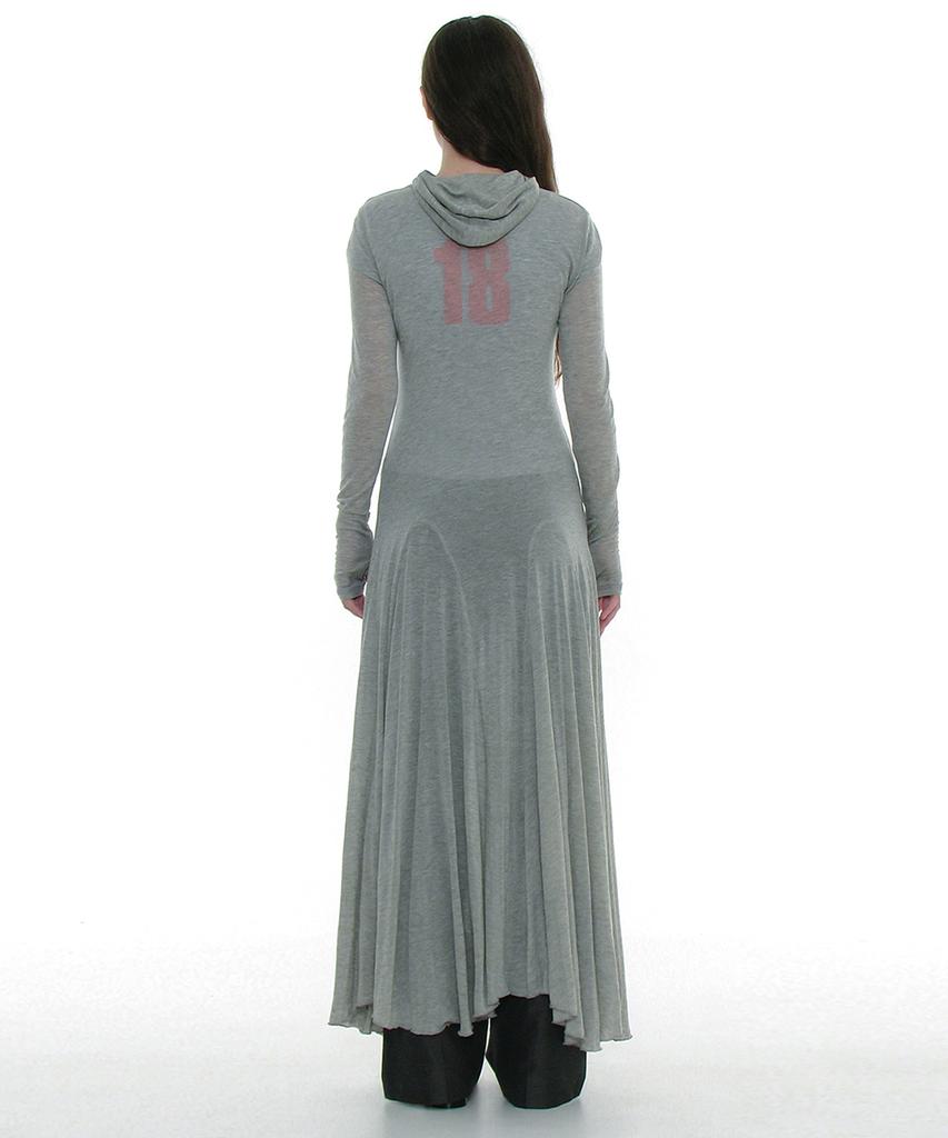 Partimento Woman Sheer Layered Hoodie Flare Dress_Melange