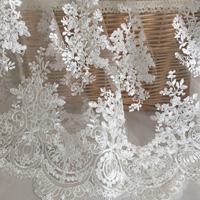 New lace embroidered net fabric suitable for wedding dresses high-end evening gowns and handmade DIY designer clothing fabrics 1.5M&1M белый