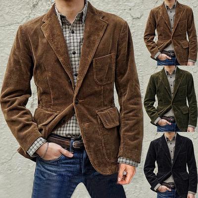 Men's New England Solid Color High Quality Casual Corduroy Single Breasted Suit