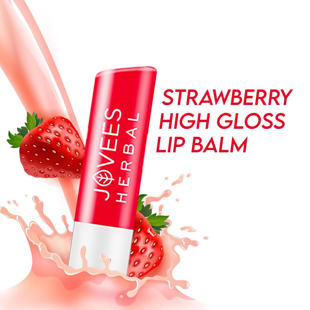 Jovees Herbal Strawberry High Gloss Lip Balm 5g For Soft Supple Lips 24 Hour Hydration And Natural Nourishment