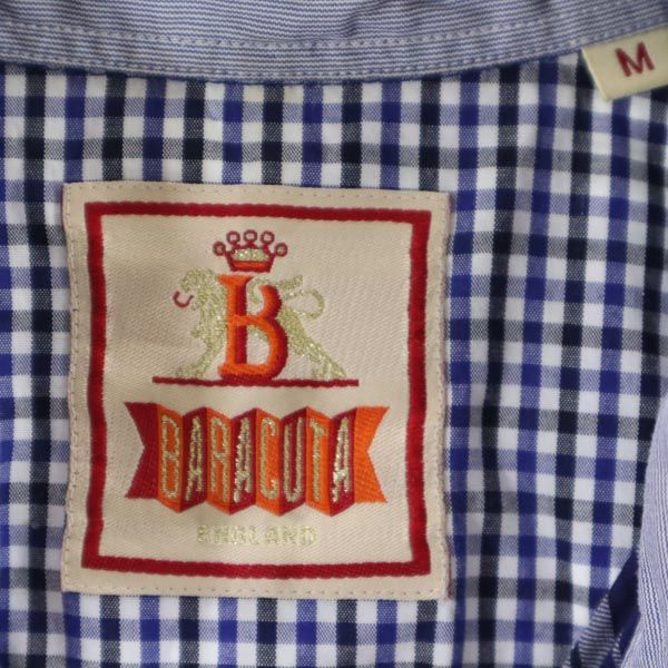 BARACUTA Made In Japan Check Pattern Long Sleeve 2WAY Shirt M Bluish Men's Used