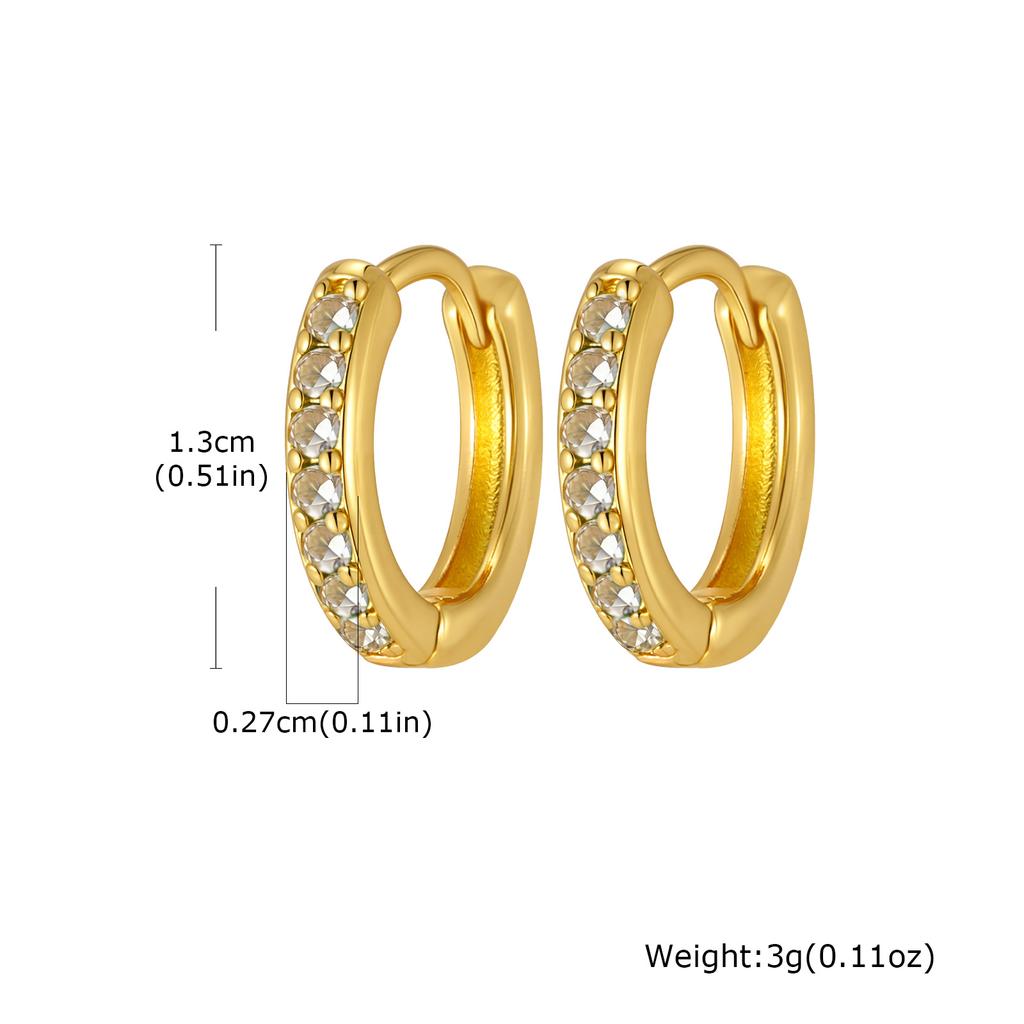 Exquisite Minimal Cubic Zircon Hoop Earrings, Metal Small Huggie Earrings for Women, Hypoallergenic Fashion Piercing Jewelry