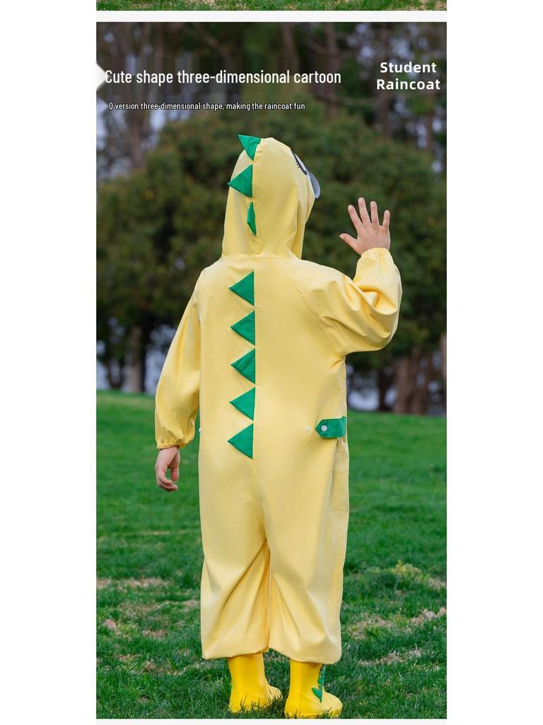 Kids' Full-Body Rainproof One-Piece Suit with Hood for Boys and Girls
