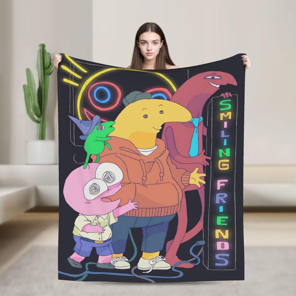 Smiling Friends Pim a Charlie Potisk Deky Pánské Dámské Super Měkké Útulné Přehozy do Obývacího Pokojí 50x60 Palců Více Velikostí