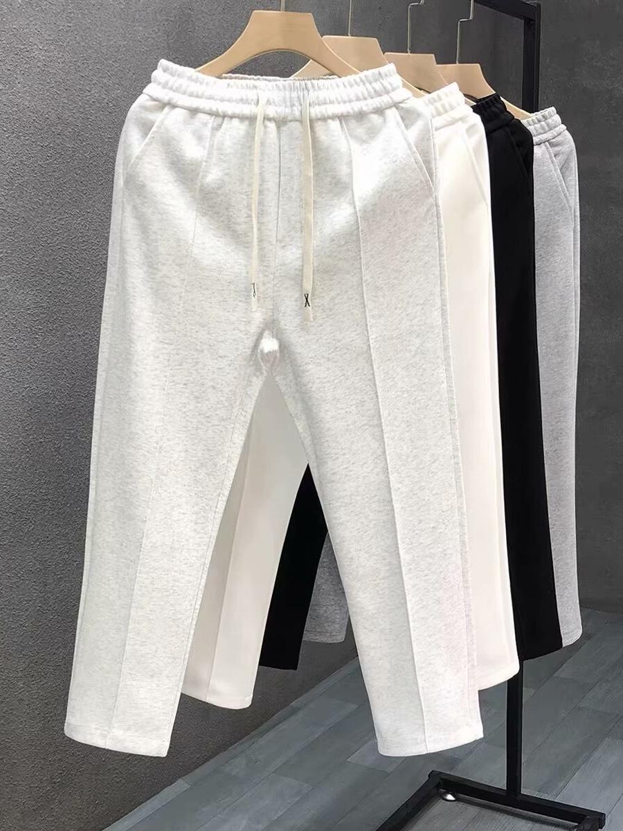 

2024 Мужские модные свободные повседневные спортивные штаны в корейском стиле с широкими штанинами XXL белый
