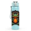 1 Stück Frosch auf Lotos-Kunstdruck 750ml Farbige Kunststoff-Sportwasserflasche Auslaufsicherer Klappdeckel mit Strohhalm Geeignet für Sport, Büro, Zuhause