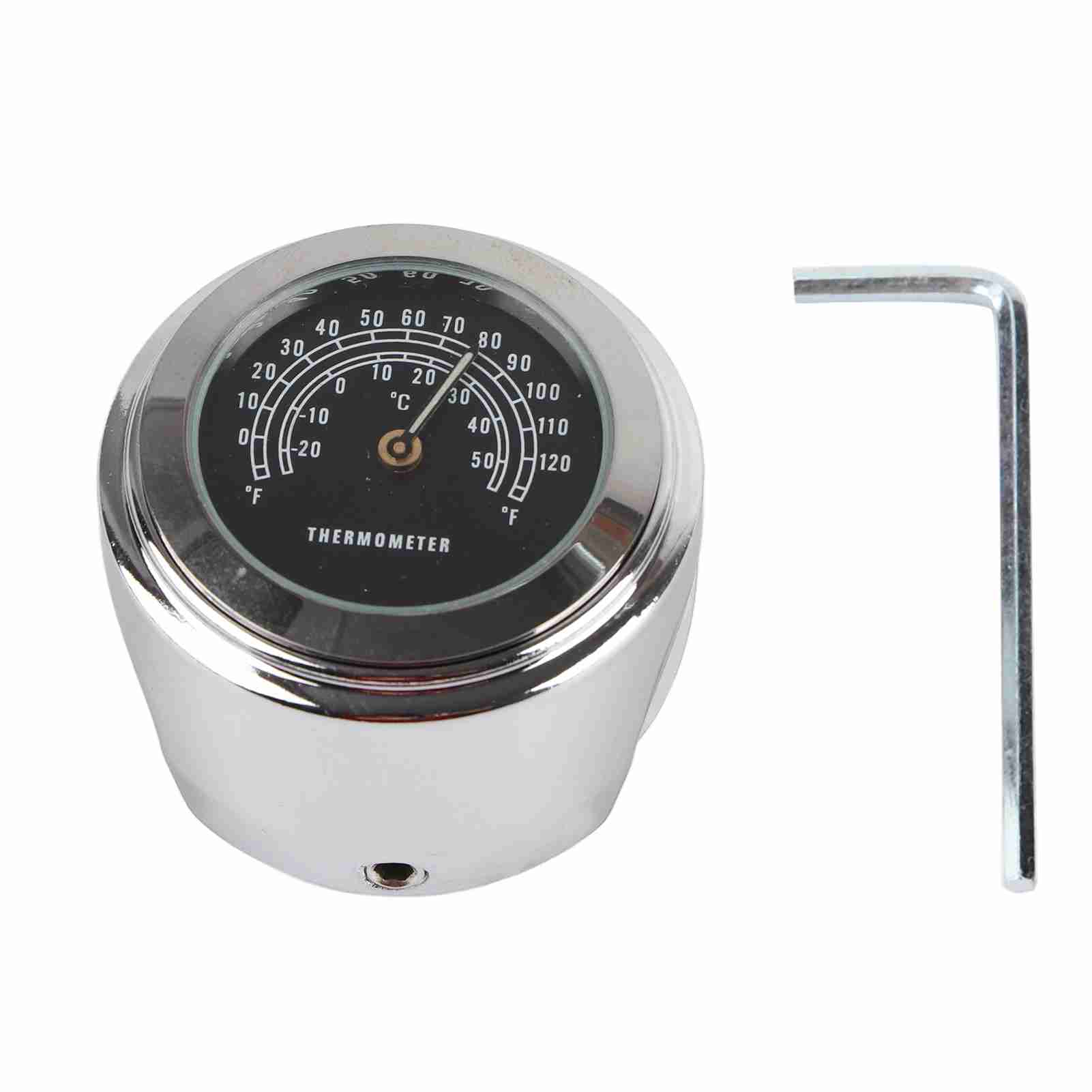 22-25mm Waterproof Motorcycle Handlebar Mount Temp Thermometer Accessories(black)