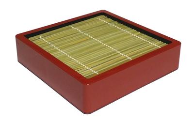 Wakaizumi Kappo Lacquerware Square Vermilion Bamboo Lacquerware, D.X, Basket, (with Strainer), 1-532-3