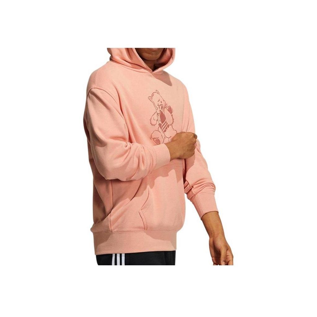 adidas Originals Solid Color Bear Logo Patch Hoodie Casual Loose Long Sleeve Pullover Streetwear Unisex Pink HJ7820