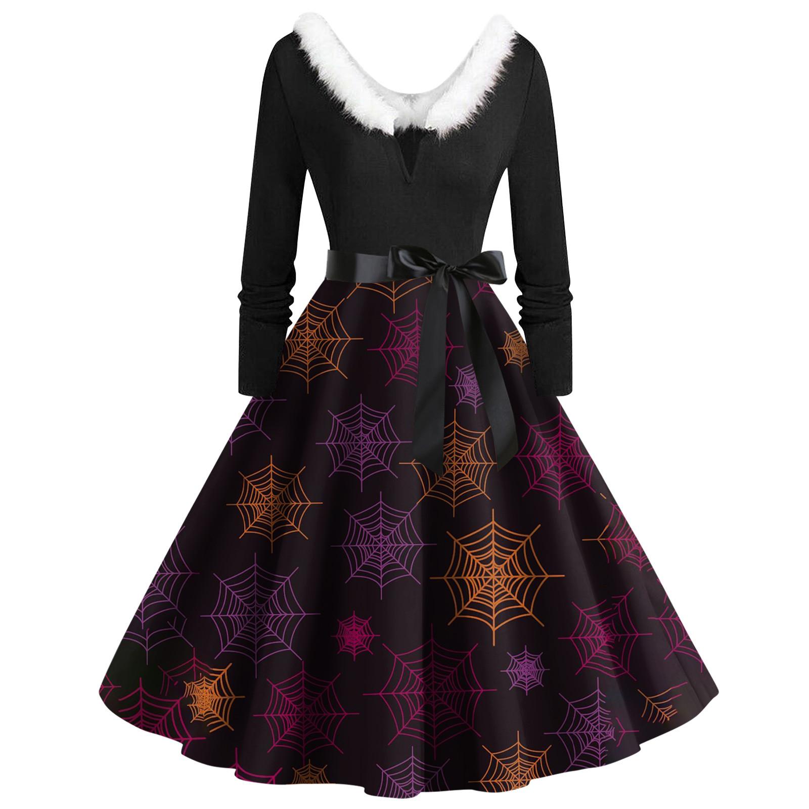 Женские повседневные модные платья с длинными рукавами и v-образным вырезом с принтом — фото 4