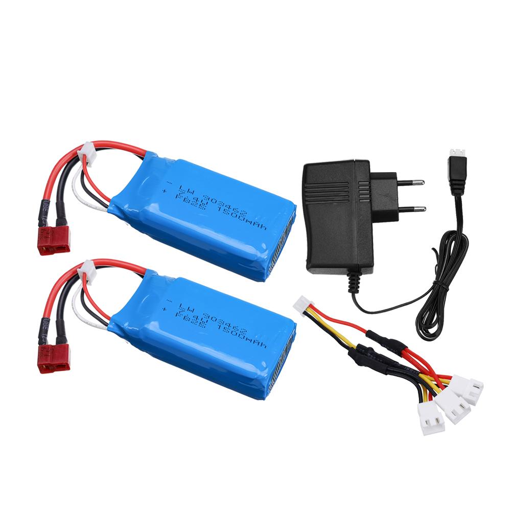 7.4V 1500mAh Lipo battery With Charger For Wltoys 12428 144001 A979-B RC Car battery Spare parts 2S 7.4 V 1500 mah 903462 T plug