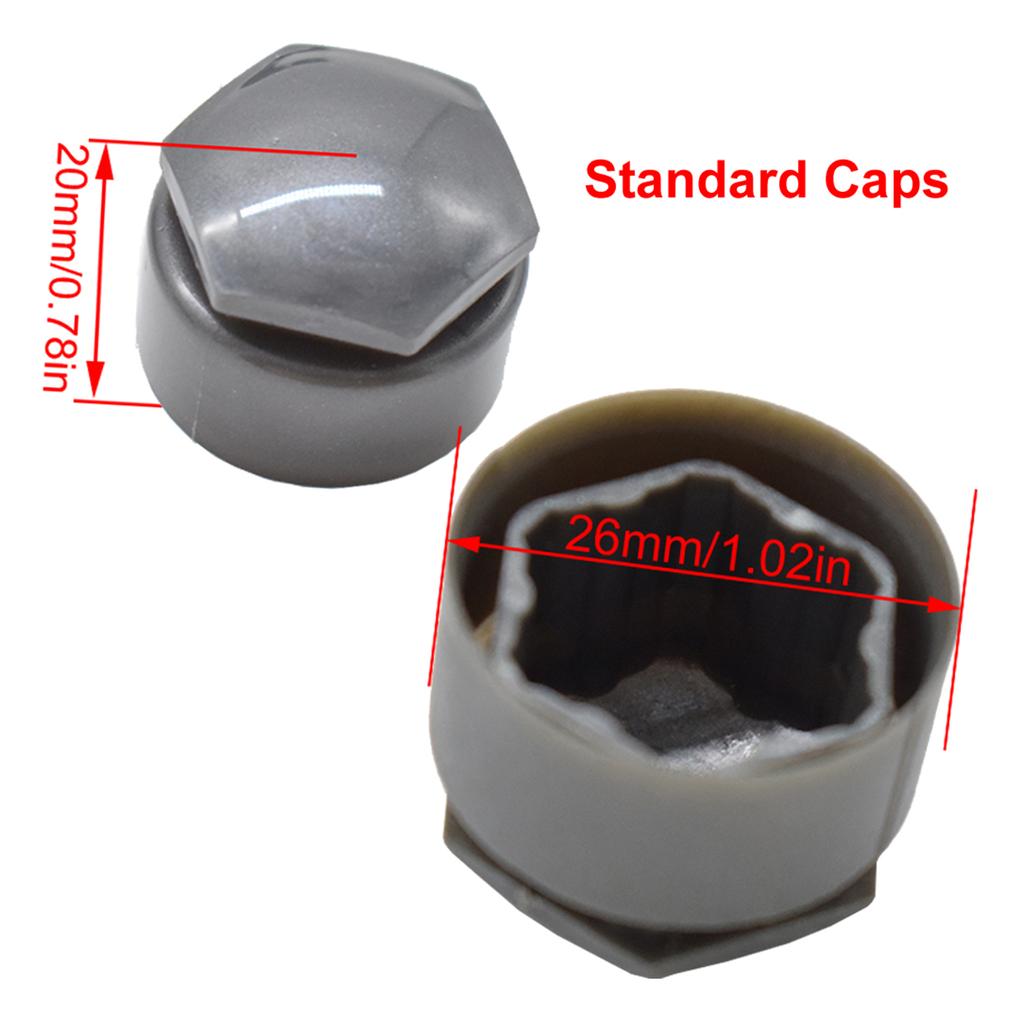 24x25mm Auto Radmuttern Kappen Zubehör Auto Reifen Hub Schraube Anti-Rost Schutz Fahrzeug Bolzen Stehbolzen Abdeckung Grau Für A4 A5 A6 A7 Q3 Q5 TT R8