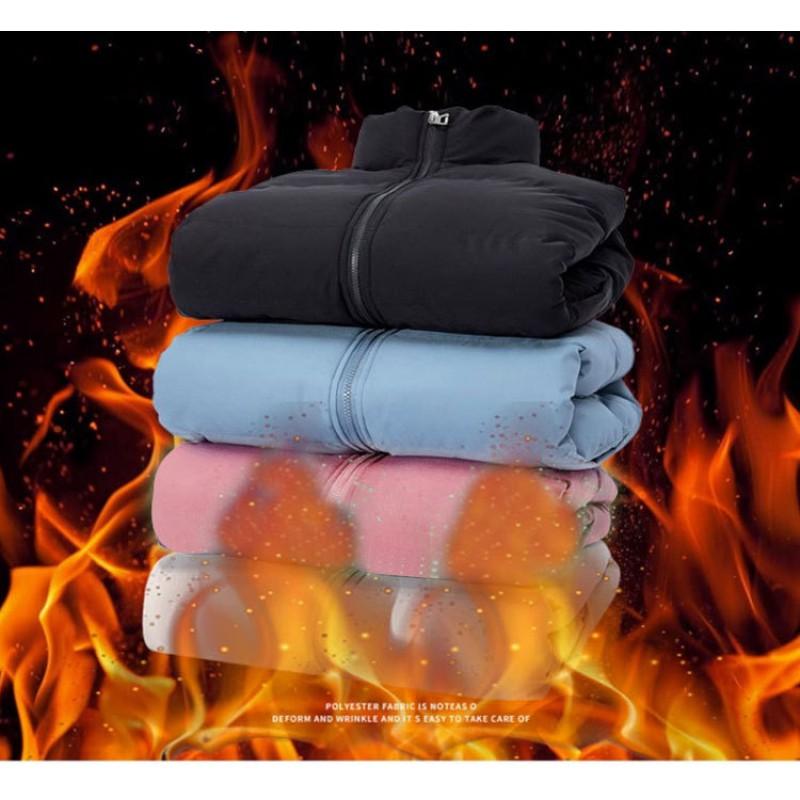Unisex Oversized Winter Puffer Jacket Youth Warm Thick Cotton-Padded Coat With Stand Collar Side Pockets