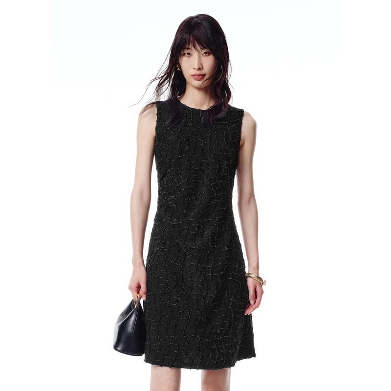 

PEACEBIRD Women s Shimmer Knit Waist-Cinching Sleeveless Dress L