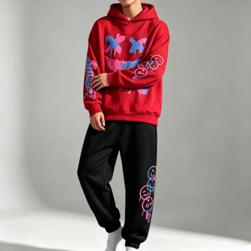 Felpa per Bambini con Stampa Graffiti Lettera Felice Giorno Sorriso Street Hip Hop Felpa con Cappuccio Felpe alla Moda Abbigliamento Vintage per Ragazzo Ragazza