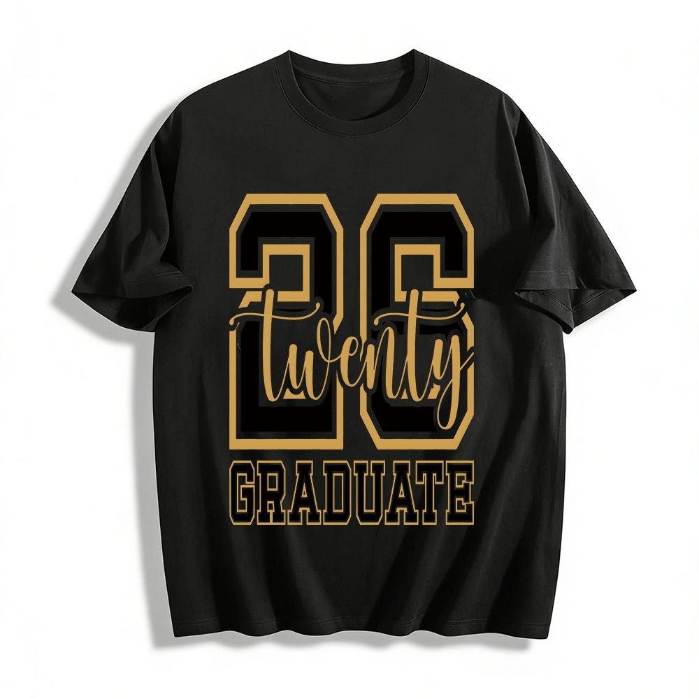 

Class of 2026 Graduate T-shirt Gold Printed College Style Top Pure cotton T-shirt 6XL