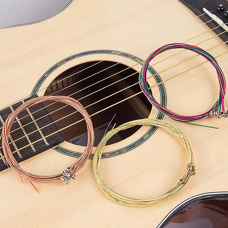 6Pcs/Set Universal Acoustic Guitar String Brass Hexagonal Steel Core Strings For Musical Instruments Guitars Strings Guitar Part