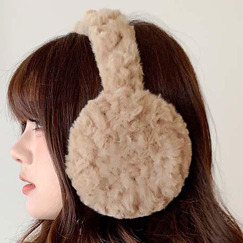 Soft Foldable Ear Cover Plush Winter Thicken Earflap Comfortable Solid Color Earmuffs  Women