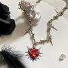 Punk Metall Dorn Nieten Choker Halskette für Männer Frauen Gothic Hip Hop Doppellagige Schlüsselbeinkette Halskette Y2K Schmuck Accessoires