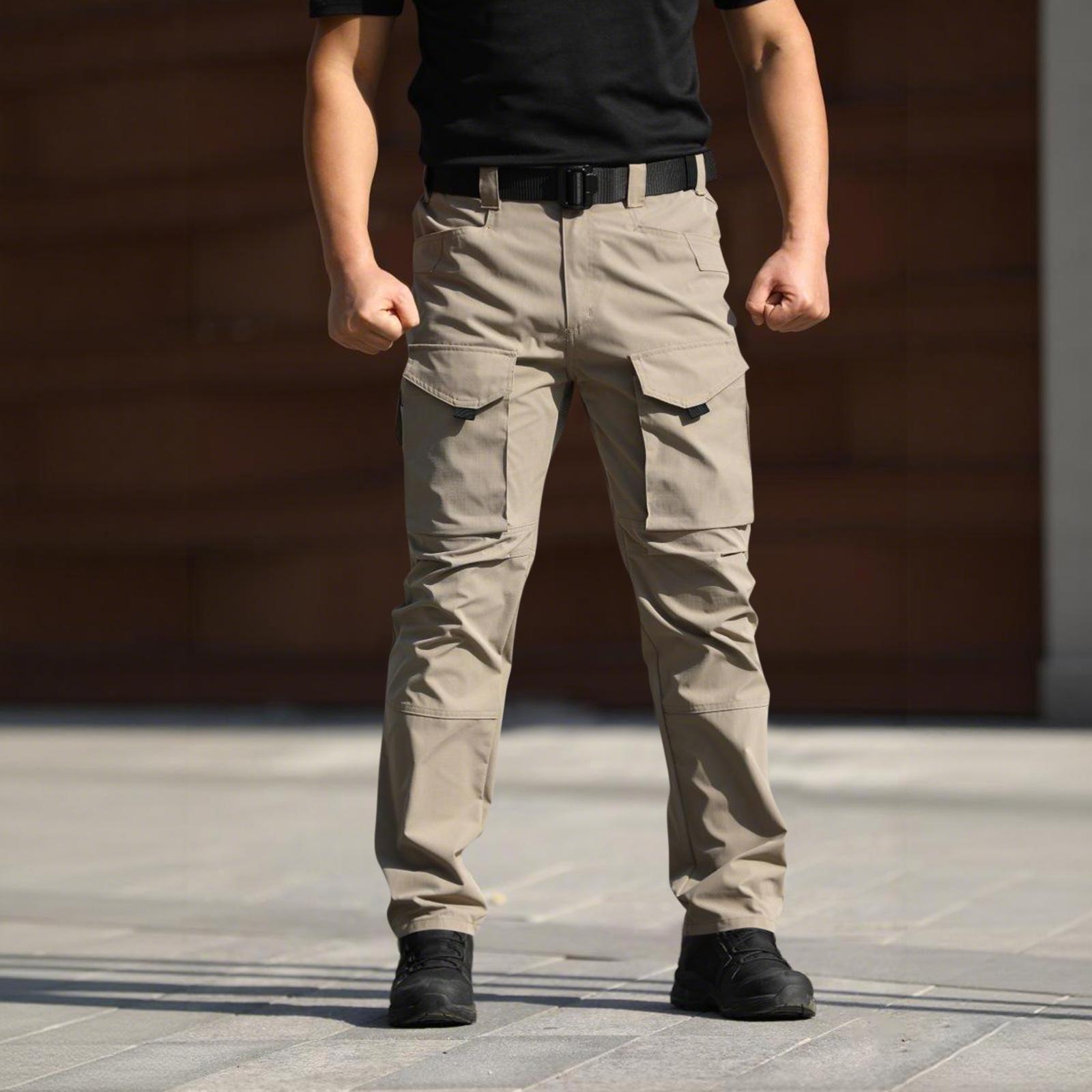 

Men s Drawstring Outdoor Multi Pocket Long Pants Hiking Straight Leg Cargo Pants XL хакі