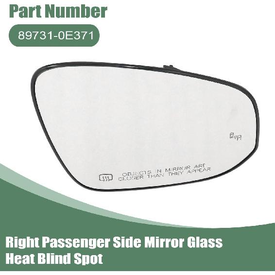 Right Passenger Side Mirror Glass Heat Blind Spot 89731-0E371 Compatible with Toyota Highlander 2020 2021 2022 2023 2024 Right Side Mirror Glass Rear