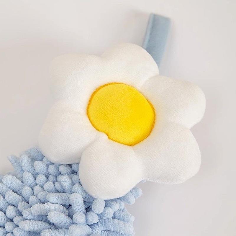 Quick Dry Hand Towel For Kitchen Bathroom Thickened Absorbent Dish Cleaning Cloth Big Sun Flowers Type Lattice Texture