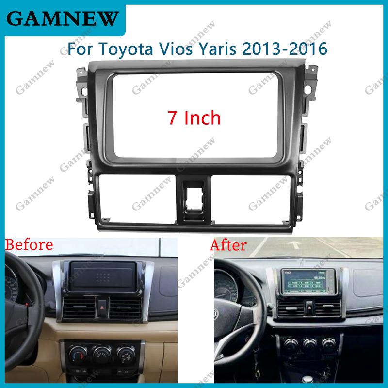 7 Inch Car Fascia Radio Frame Panel for Toyota Vios Yaris 2013-2016 Dash Kit Install Mount Console Facia Adapter Stereo