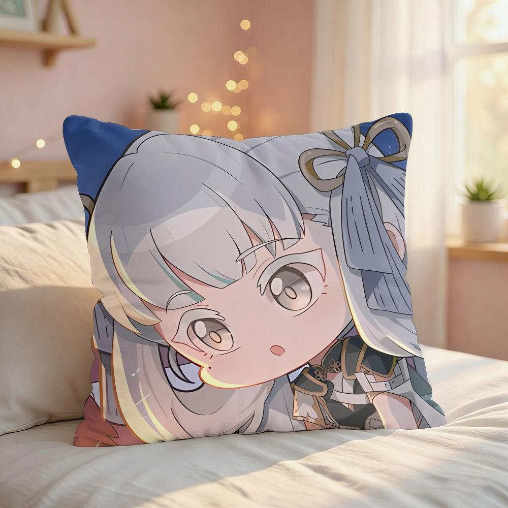 Jinhsi Cute Game Wuthering Cushion Cover Silky Short Plush Invisible Zipper Dustproof Sofa Pillow Case For Home Decor