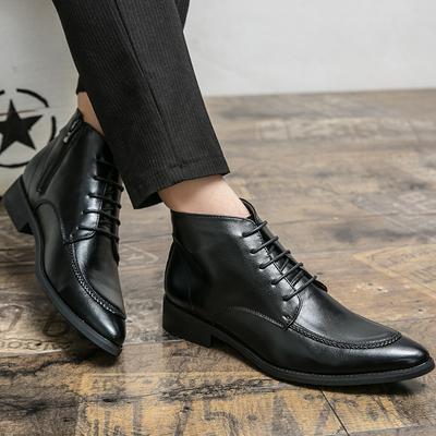 2024 Chelsea Leather Ankle Boots Britishstyle Men's Pointed Business High Tops Casual Brand Wedding Black Brown Boots Size 38-48