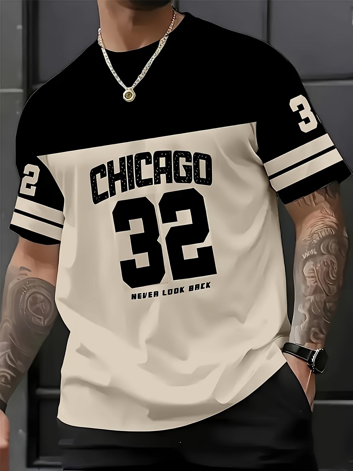 Графическая футболка Chicago 32, Дышащий полиэстер, Повседневный топ S
