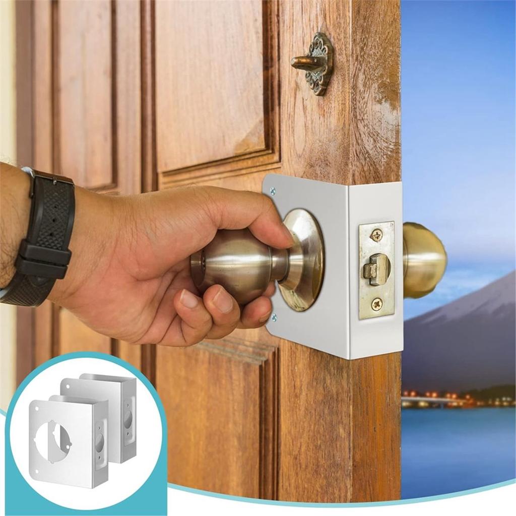 A89X 4pcs Lock and Door Reinforcement Plate 1-3/4-Inch Thick By 2-3/8-Inch Backset 2-1/8-Inch Bore Doors Reinforce Repair