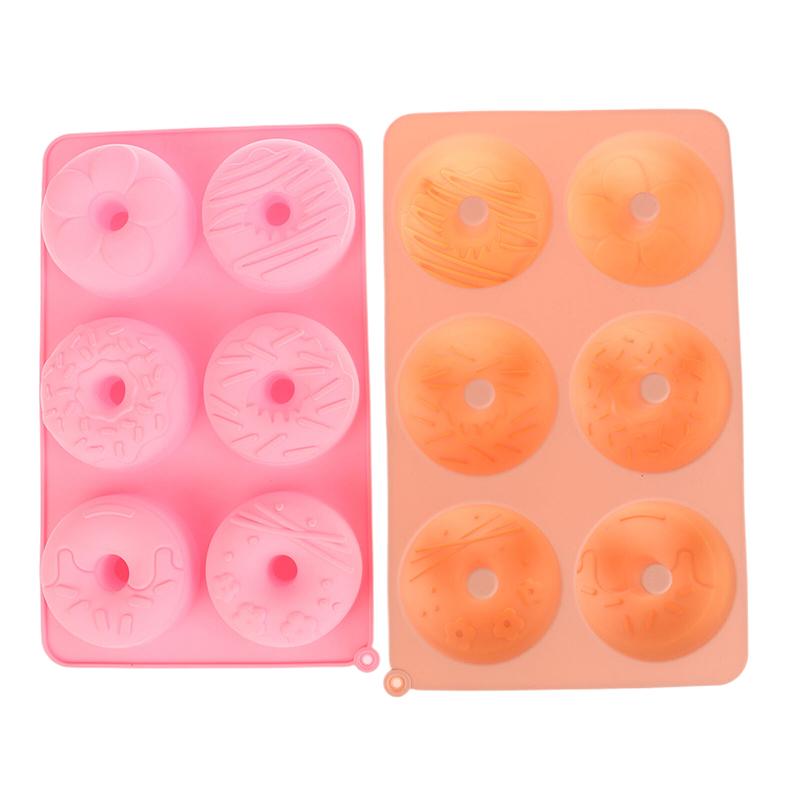 Silicone Donut Mold 6 Cavity Chocolate Mold Pastry Bread Cake Mould Non-Stick Dessert Mold Diy Baking Tray Doughnut Making Tool