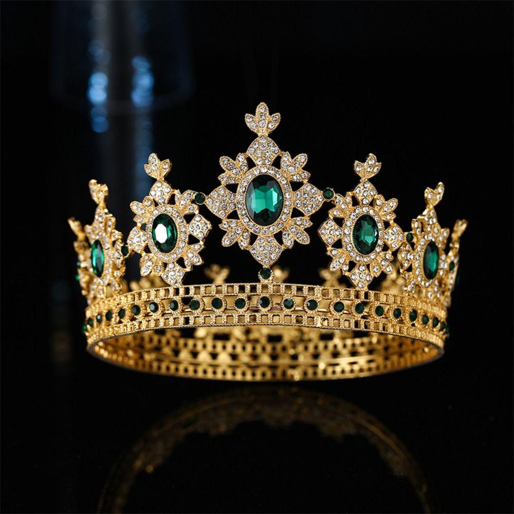 Luxury Vintage Tiara Crowns Sparkling Crystal Rhinestone Crown  Queens King
