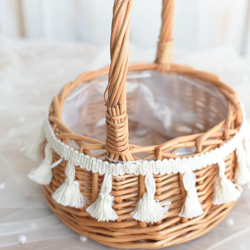 Hand-Woven Rattan Princess Flower Basket