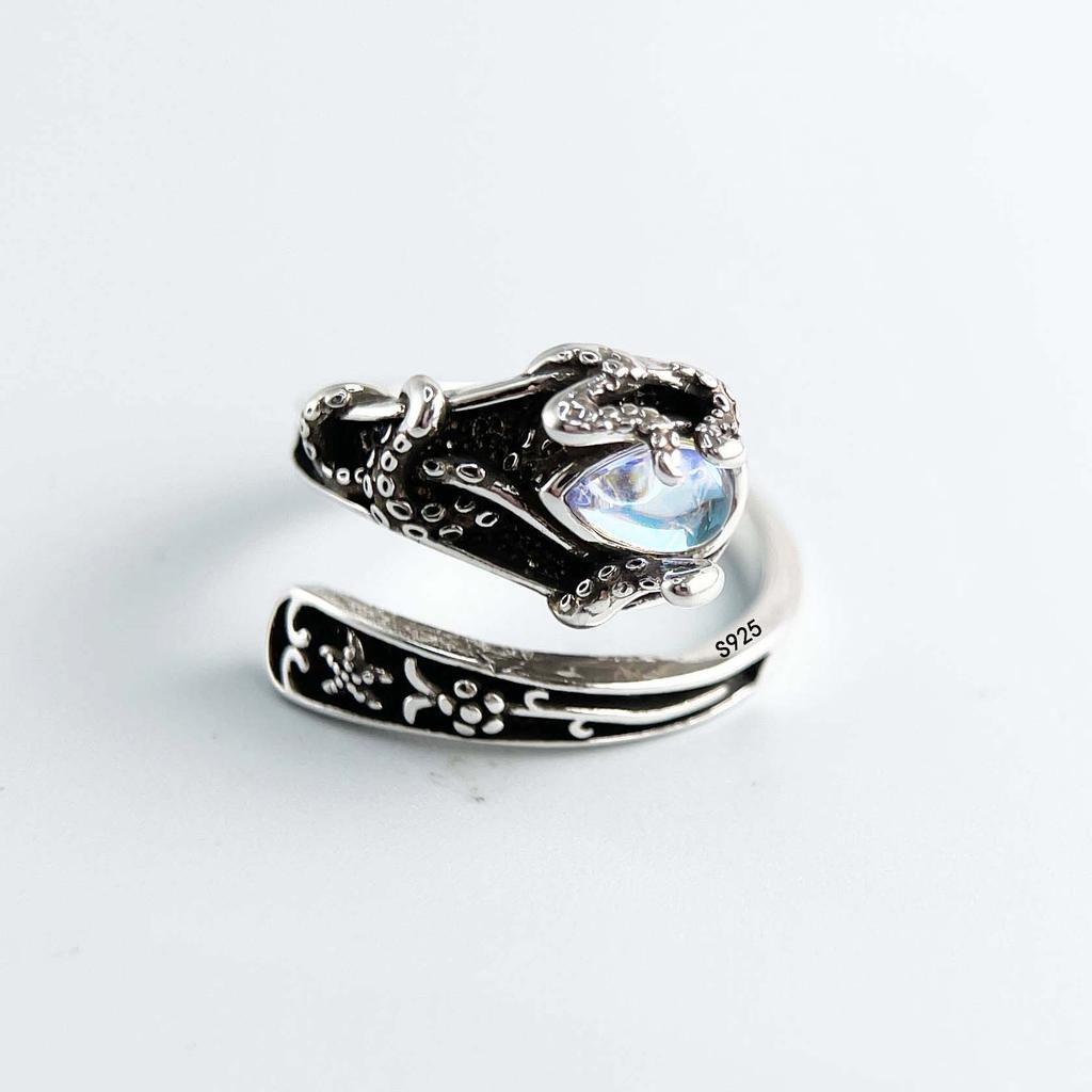 Xiaomi 925 Sterling Silver Rings for Women Couple Minimalist Handmade Retro Moonstone Ring Fine Jewelry Gift Prevent Allergy