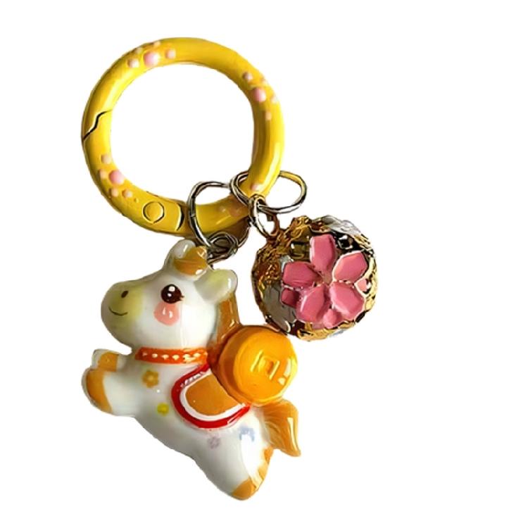 

Cheerful Cartoon Horse Key Fob With Bell Sound Lightweight And Bright Elegant Keyrings Pendant For Everyday Carry