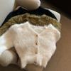 Women's Spring/Fall Loose-Fit Sweater, Mink-Look Knitted Cardigan, Solid-Color Short-Sleeved Fleece Jacket