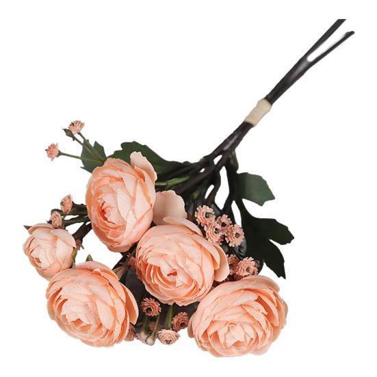 1 Bunch Artificial Camellia Flower Bouquet Realistic Fake Silk Flower
